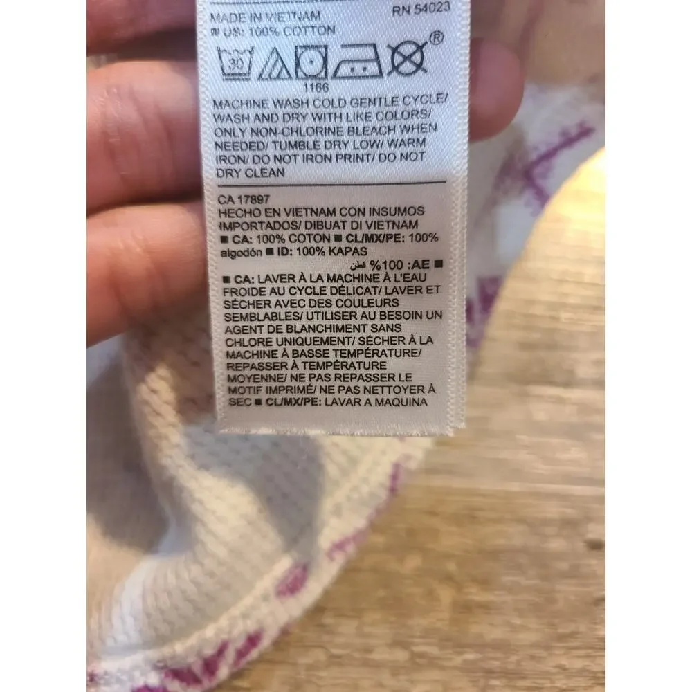 Old navy 3t girls pink and white cotton thermal long sleeve shirt